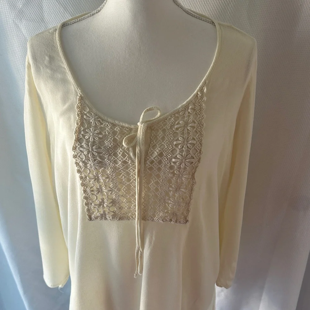 American Rag Ivory Lace Detail Blouse